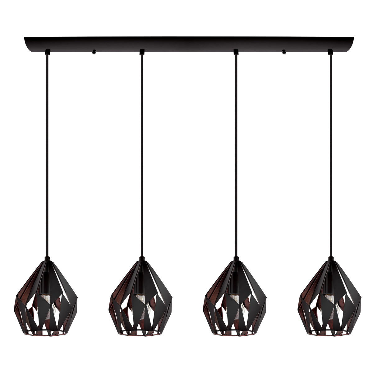Carlton 3 43" Pendant Light - Matte Black / Copper