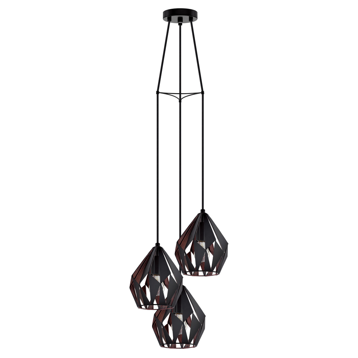 Carlton 3 13" Pendant Light - Matte Black / Copper