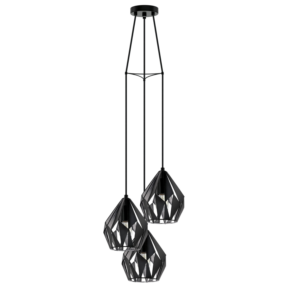 Carlton 3 13" Pendant Light - Matte Black / Silver