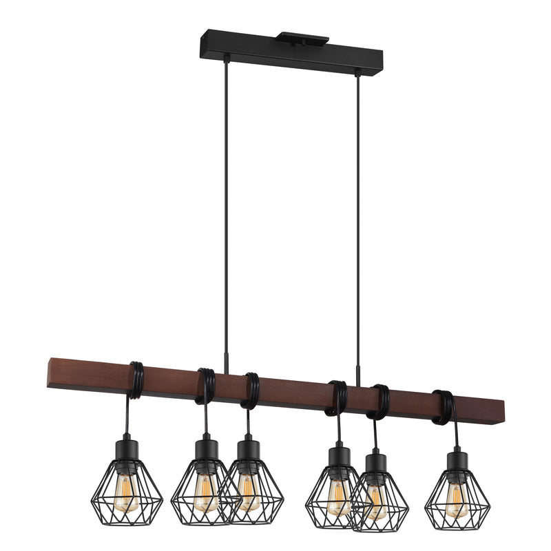 Tarbes 1 39" Pendant Light - Textured Black / Dark Brown Wood