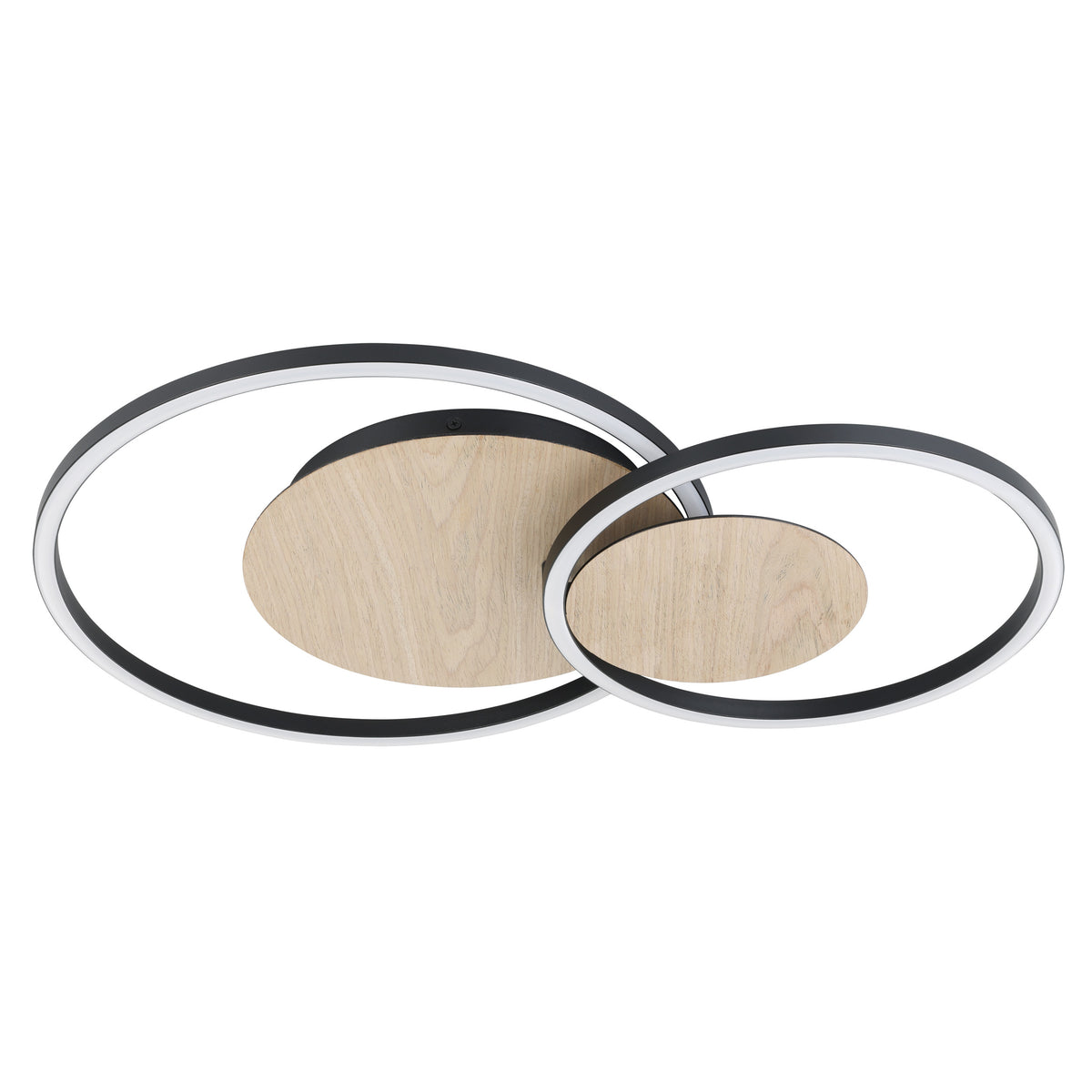 Palma 23" LED Flush Mount - Oak Wood / Textured Black