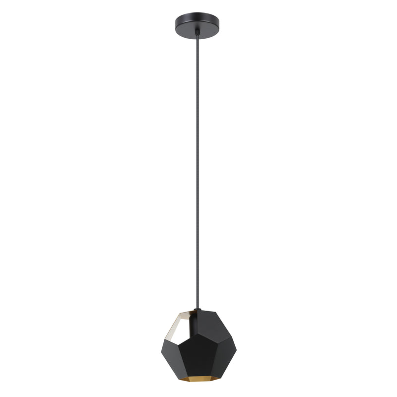 Rasigures 7" Pendant Light - Textured Black / Gold
