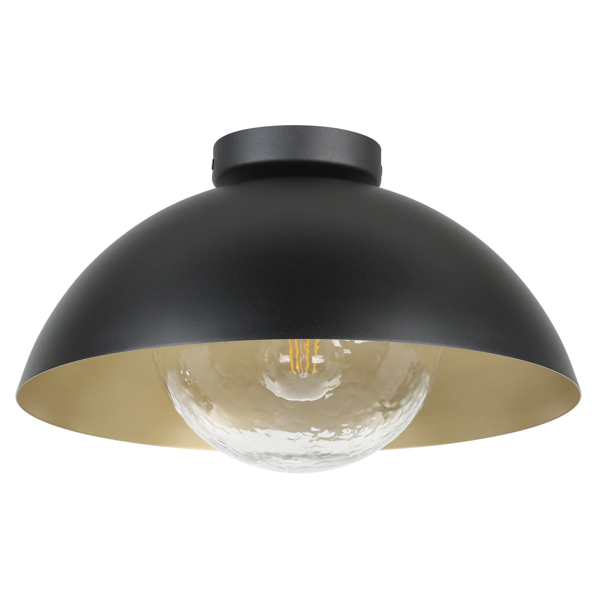 Dyal 15" Flush Mount - Textured Black / Gold