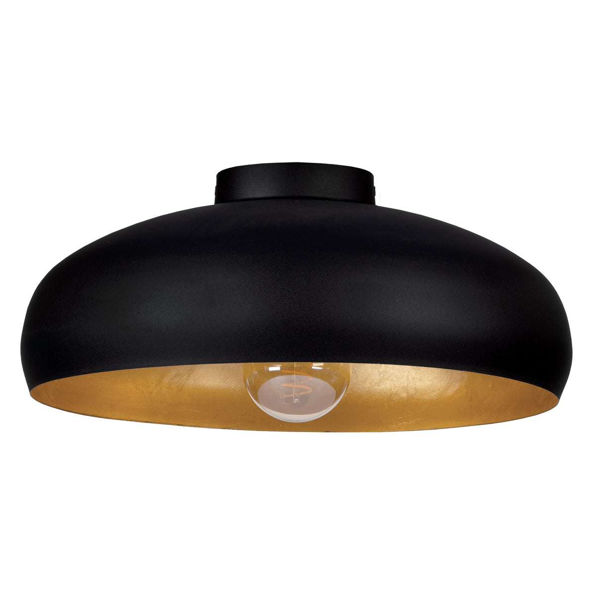 Mogano 16" Flush Mount - Textured Black / Gold Leaf