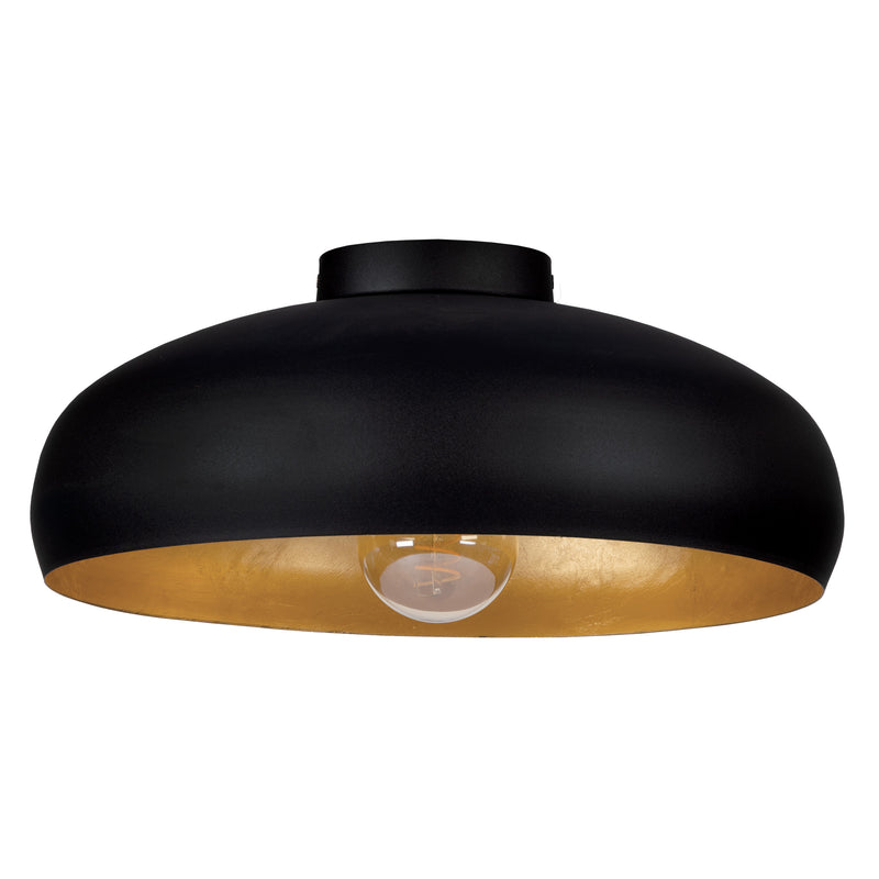 Mogano 16" Flush Mount - Textured Black / Gold Leaf