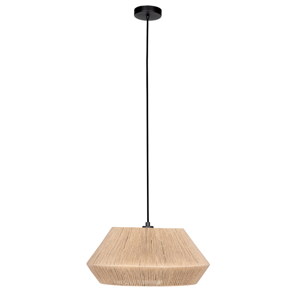Alderney 19" Convertible Pendant - Textured Black / Jute