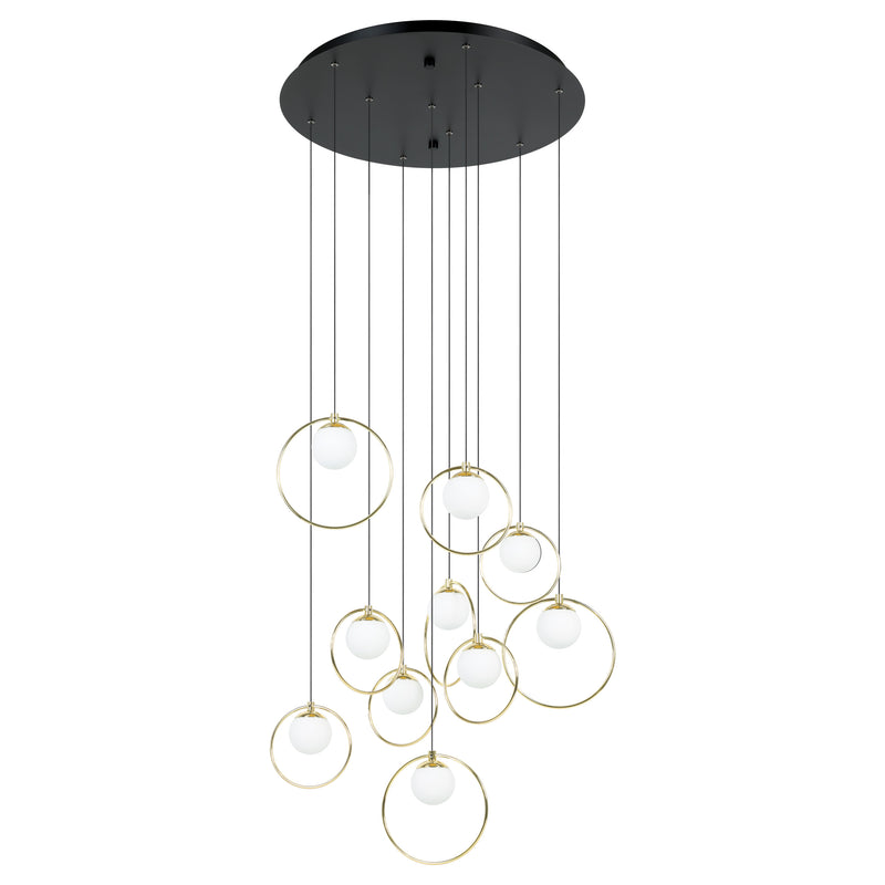 Portocolom 23" LED Pendant Light - Textured Black / Brass