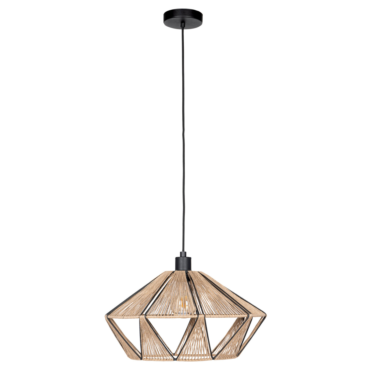 Adwickle 17" Convertible Pendant - Textured Black / Jute