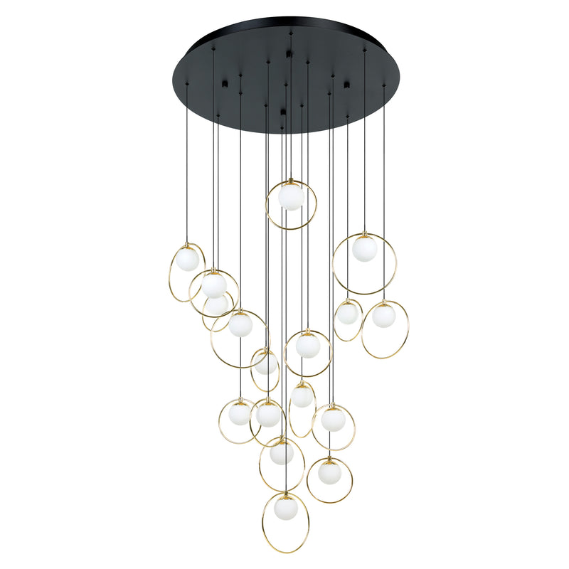 Portocolom 31" LED Pendant Light - Textured Black / Brass