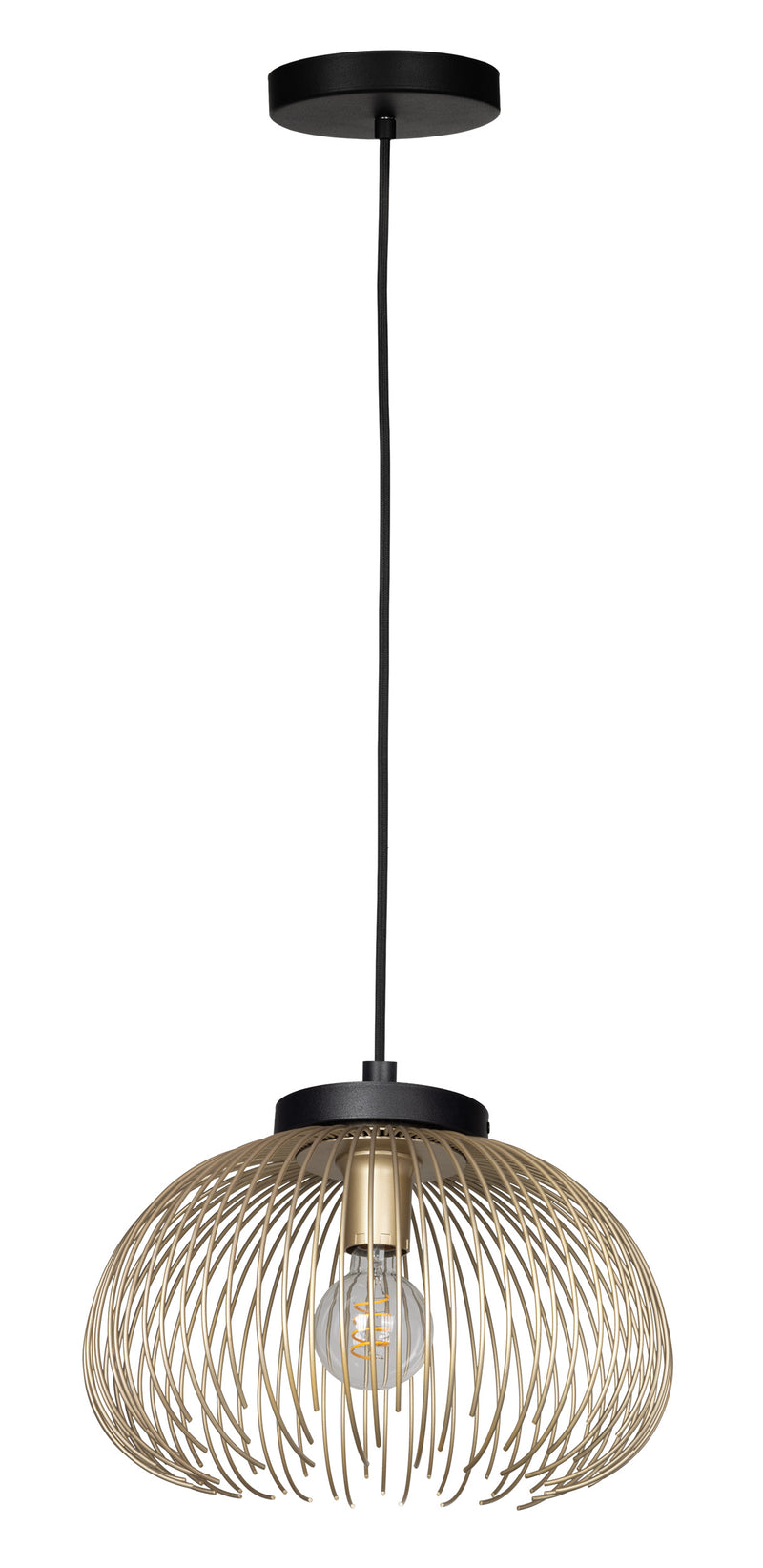 Venezuela 15" Convertible Pendant - Gold / Textured Black