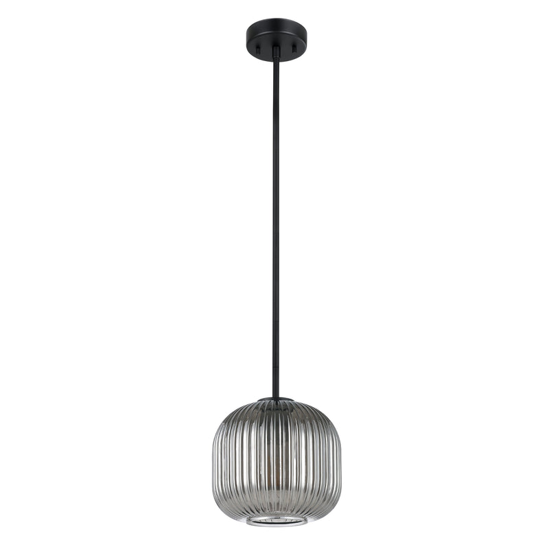 Mantunalle 8" Pendant Light - Textured Black / Chrome Smoked Glass