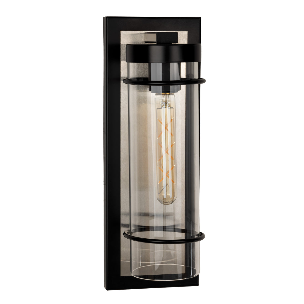 Colantro 16" Exterior Wall Sconce - Matte Black / Brushed Nickel
