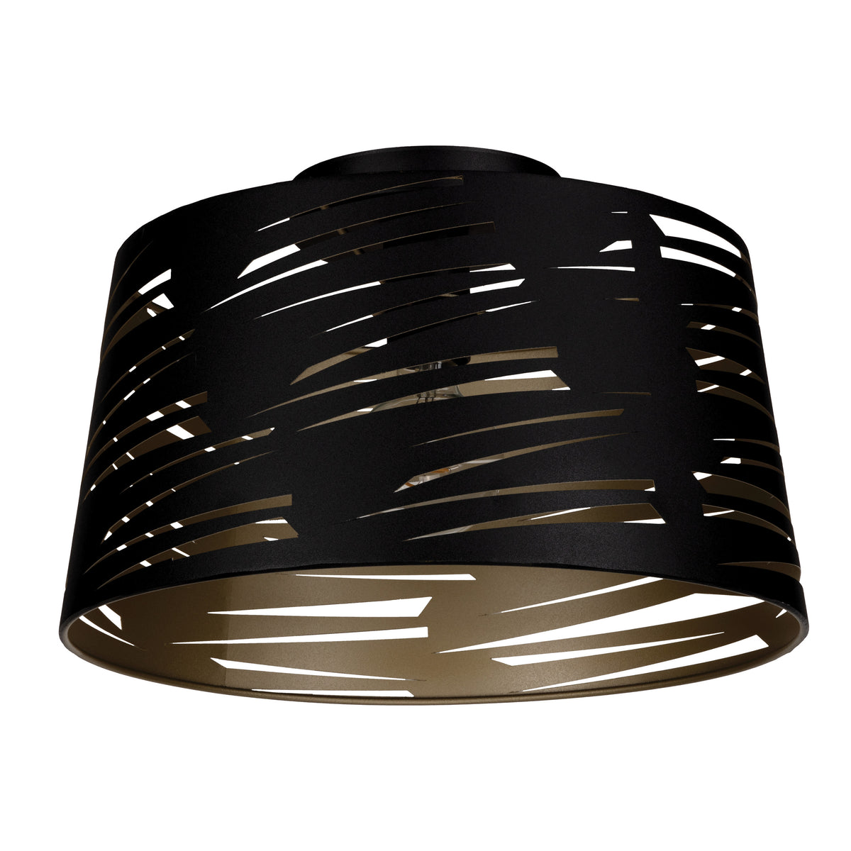 Akers Mill 15" Flush Mount - Textured Black / Gold