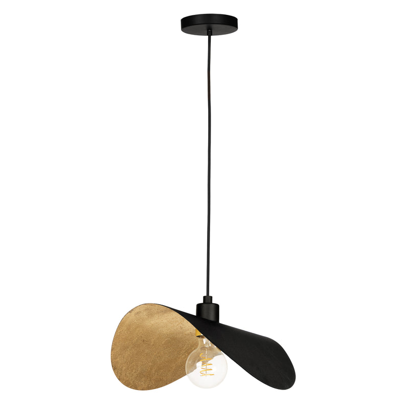 Saceda 16" Convertible Pendant - Textured Black / Gold Leaf