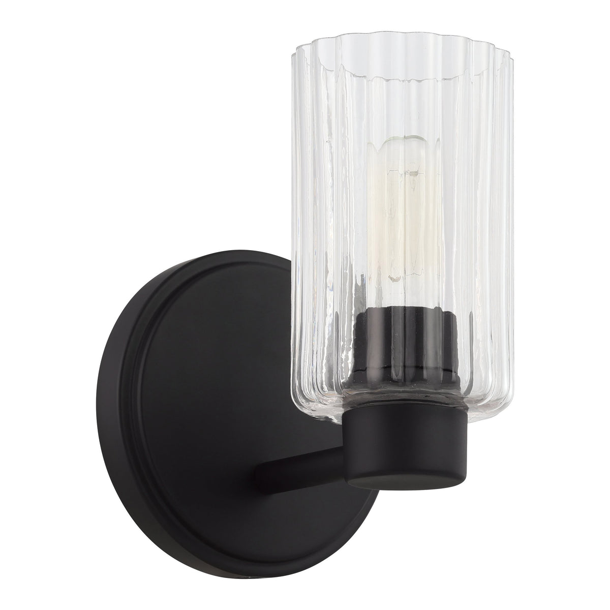 Bedminster 5" Vanity Light - Matte Black / Clear Ribbed Glass
