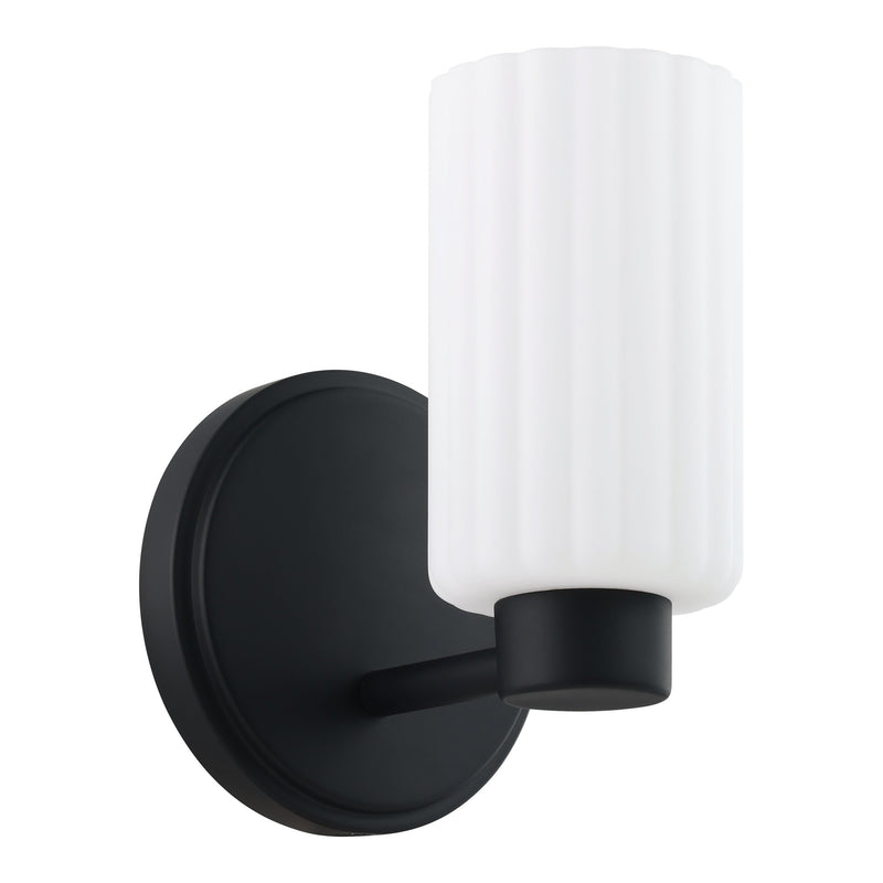 Bedminster 5" Vanity Light - Matte Black / Etched Opal Ribbed Glass
