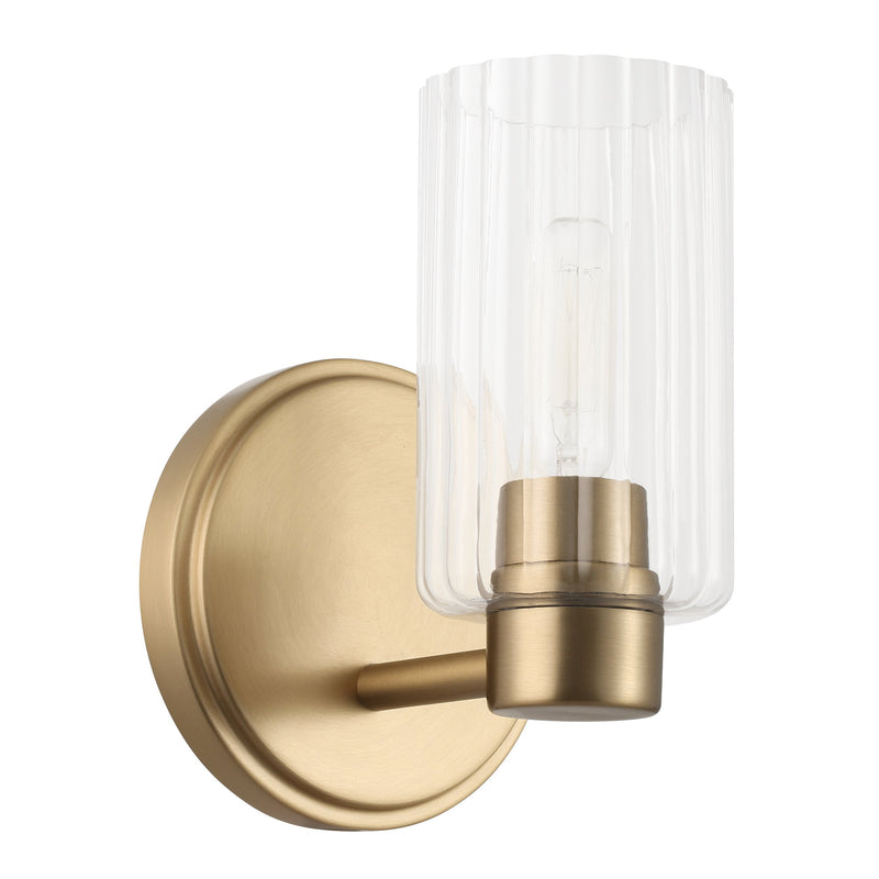 Bedminster 5" Vanity Light - Champagne Gold / Clear Ribbed Glass