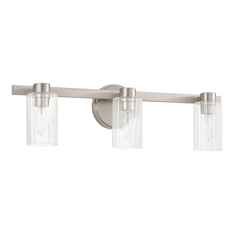 Bedminster 24" Vanity Light - Brushed Nickel / Clear Ribbed