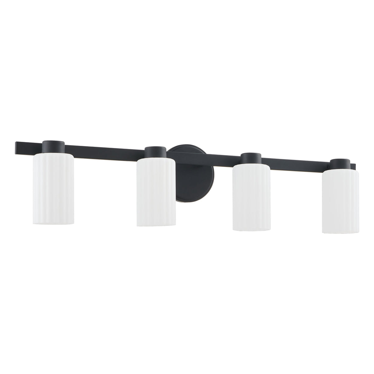 Bedminster 30" Vanity Light - Matte Black / Etched Opal Ribbed Glass
