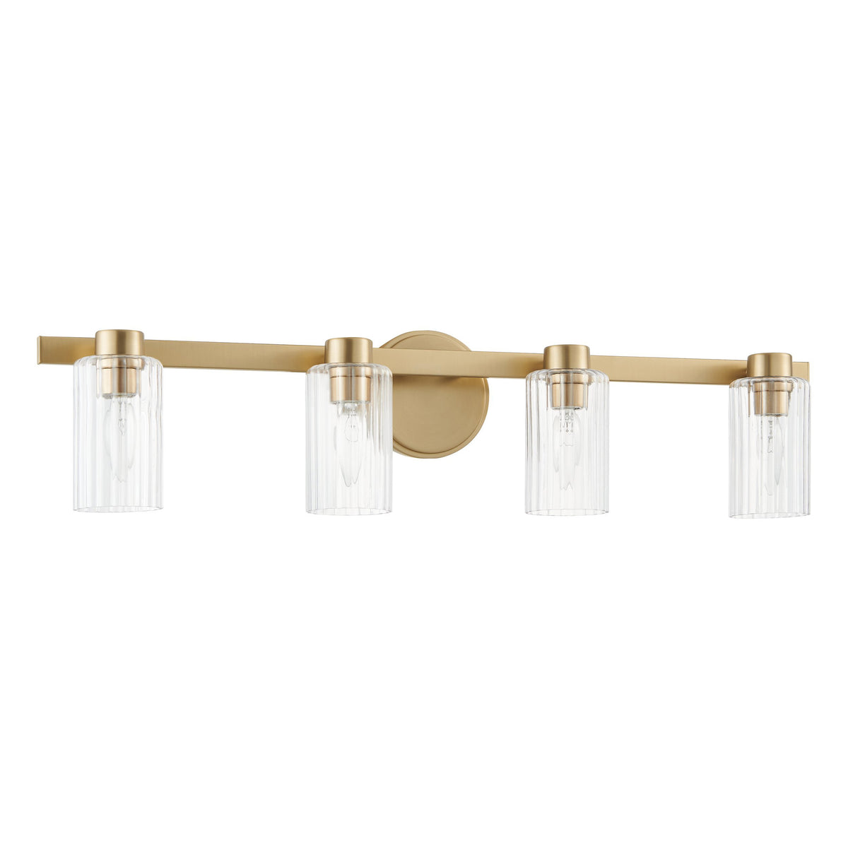 Bedminster 30" Vanity Light - Champagne Gold / Clear Ribbed Glass