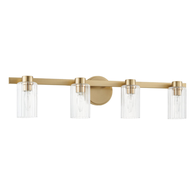 Bedminster 30" Vanity Light - Champagne Gold / Clear Ribbed Glass