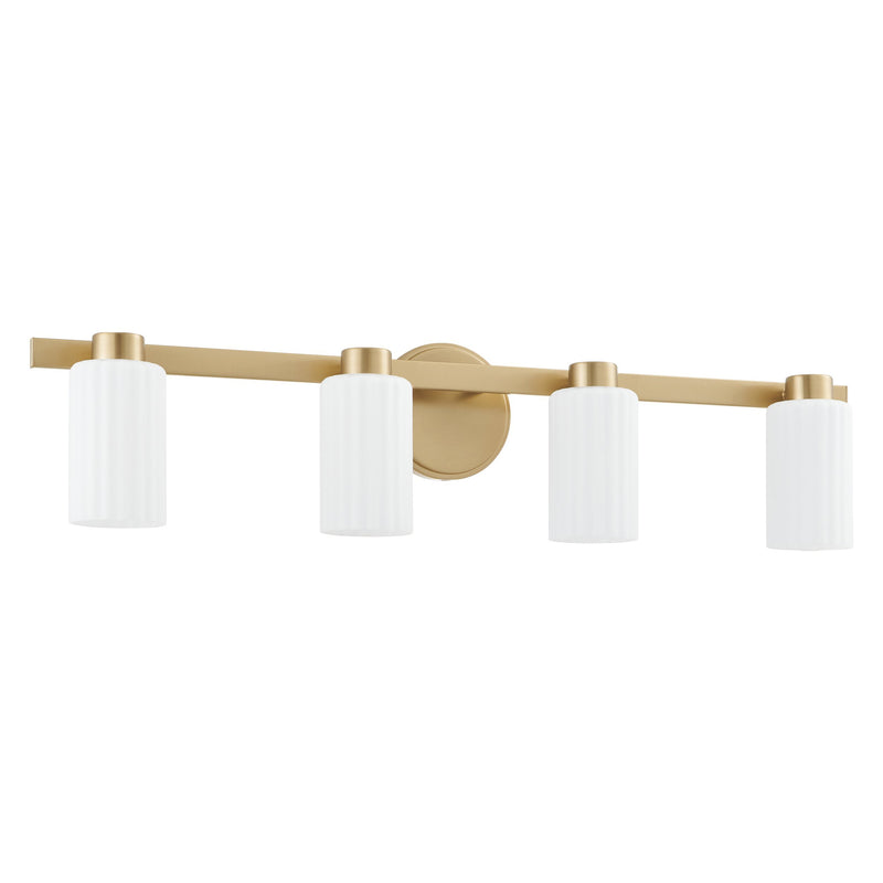 Bedminster 30" Vanity Light - Champagne Gold / Etched Opal Ribbed Glass