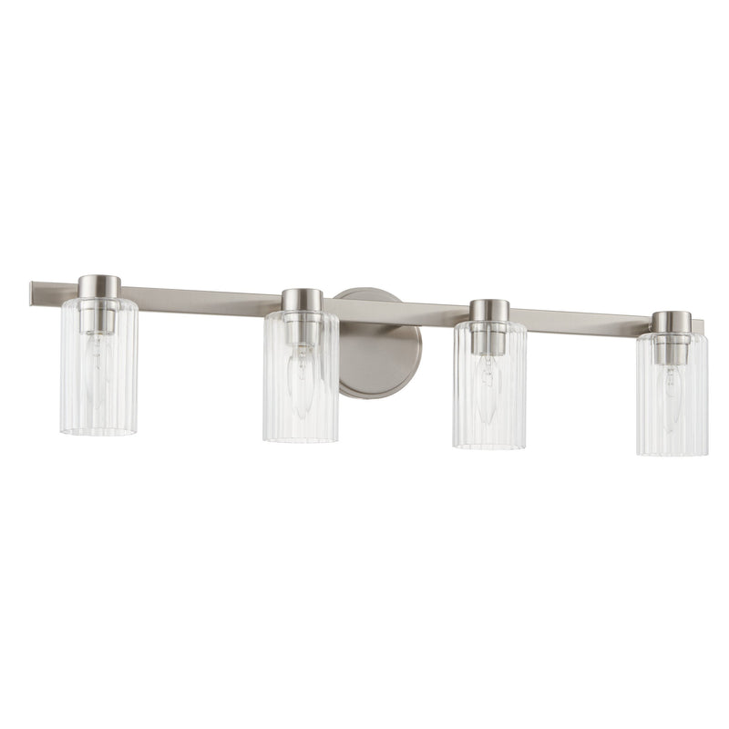 Bedminster 30" Vanity Light - Brushed Nickel / Clear Ribbed