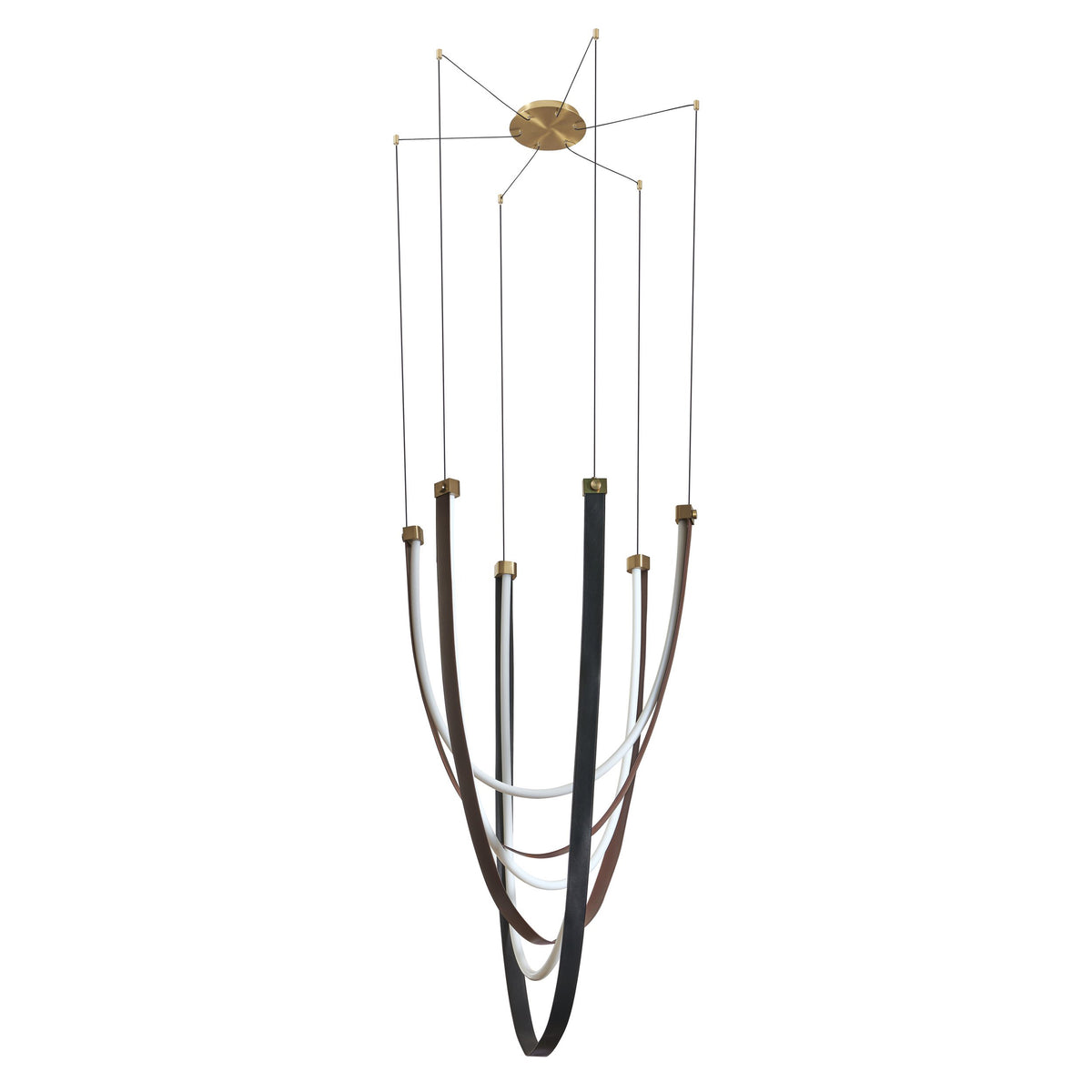 Ayers 43" 5CCT LED Chandelier - Champagne Gold / Black and Brown Faux Leather