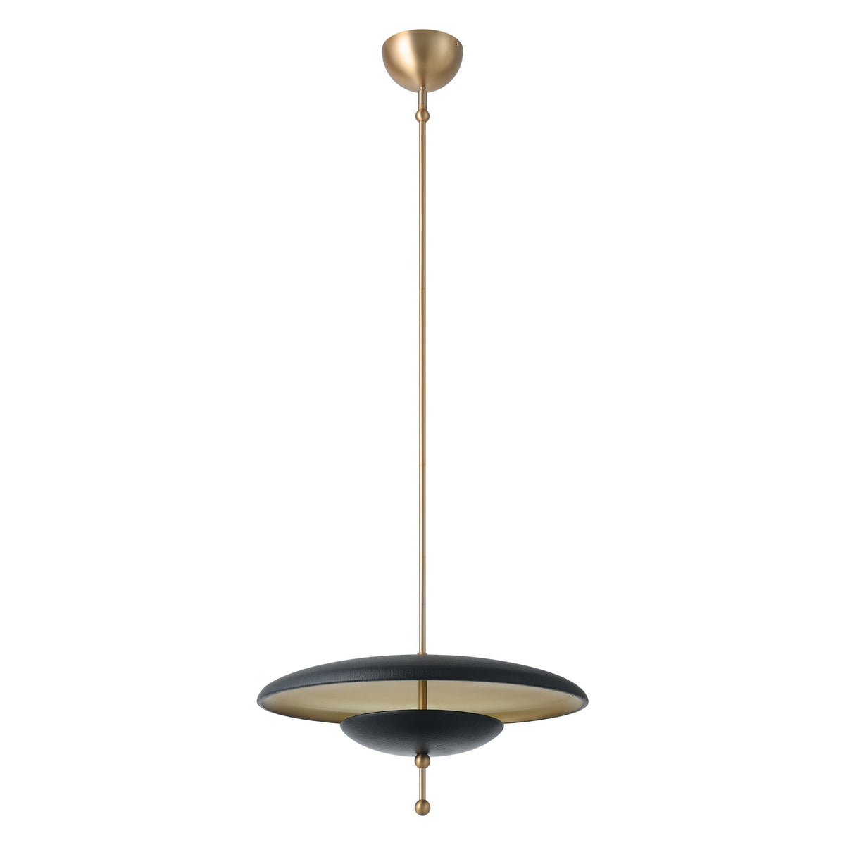 Sinclair 20" 5CCT LED Convertible Pendant - Champagne Gold / Black Faux Leather