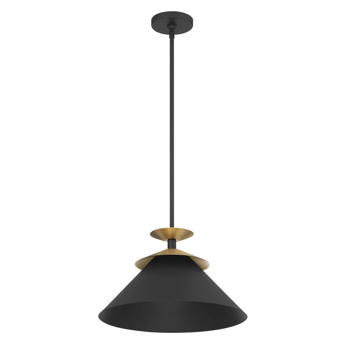 Tremolo 16" Pendant Light - Textured Black / Champagne Gold
