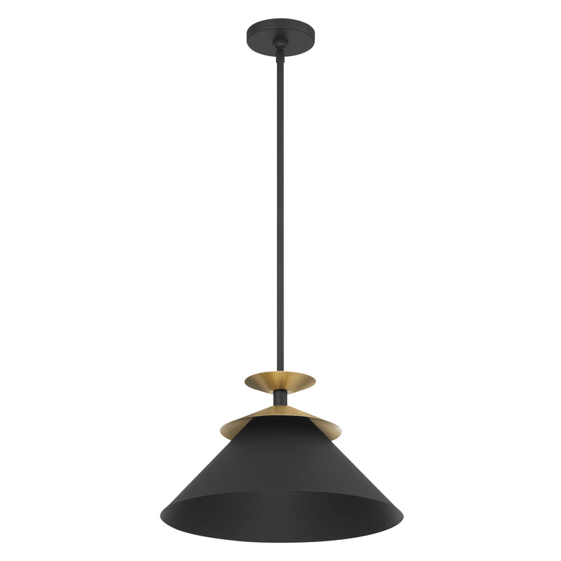 Tremolo 16" Pendant Light - Textured Black / Champagne Gold