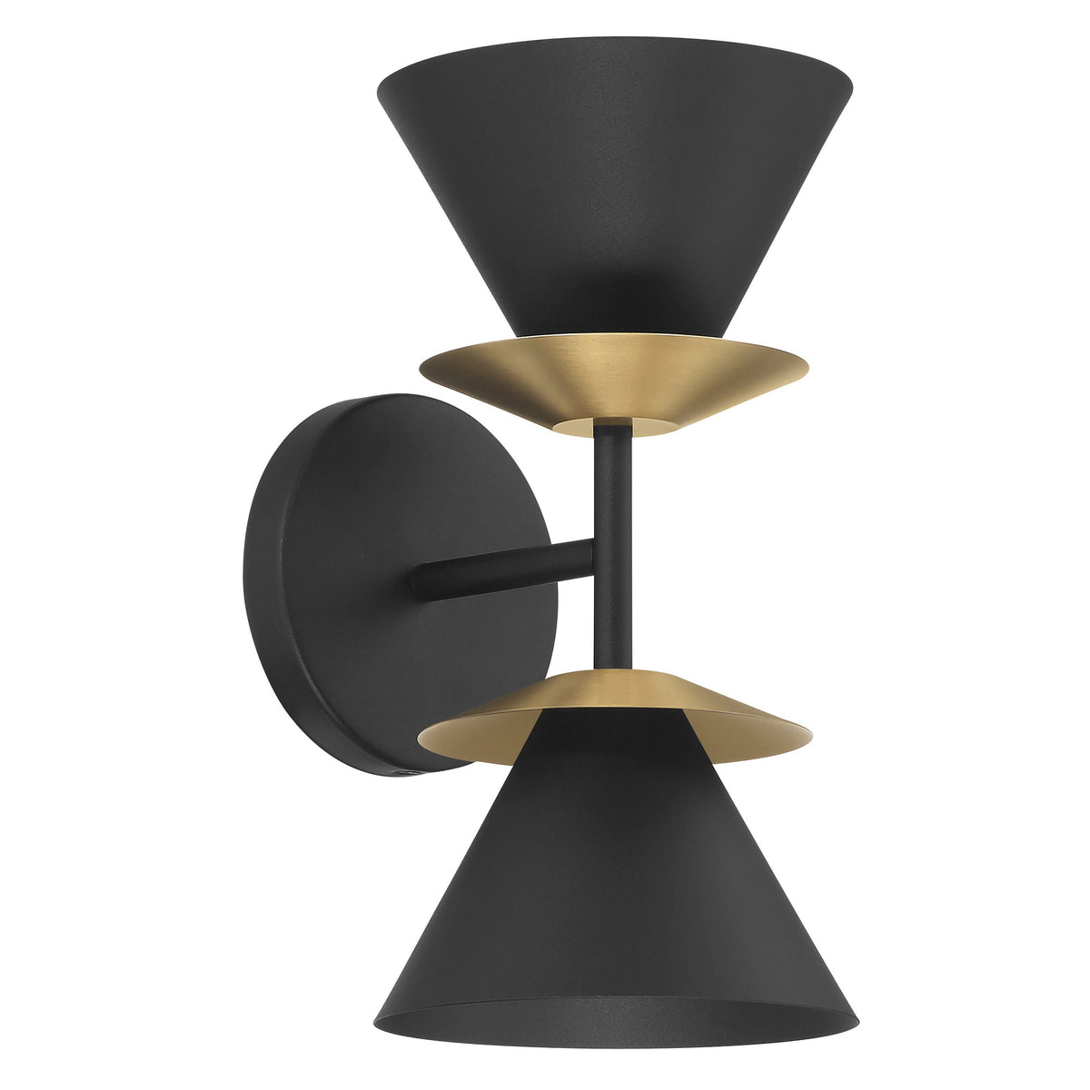 Tremolo 12" Wall Sconce - Textured Black / Champagne Gold