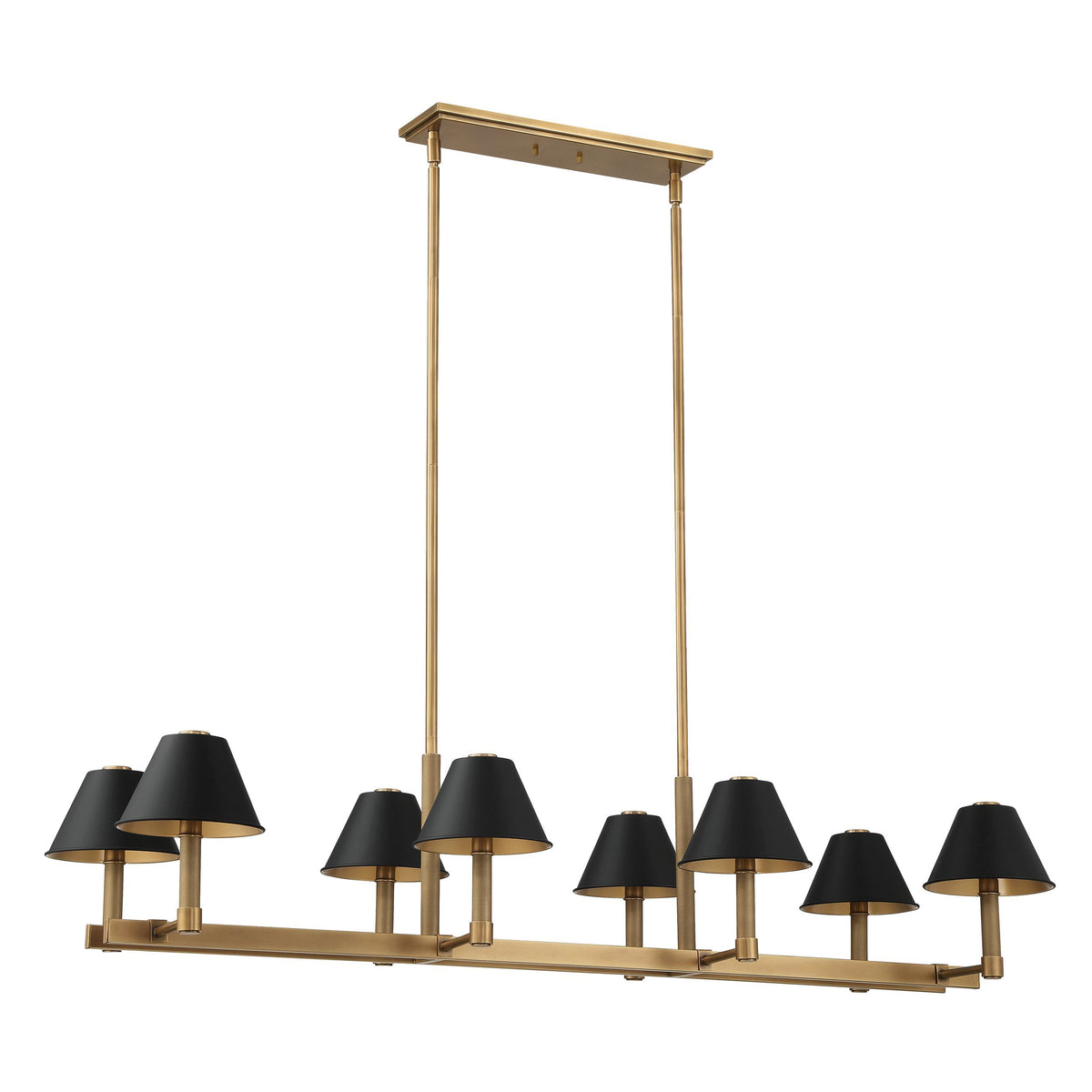 Mcgill 52" Linear Chandelier - Natural Brass / Matte Black