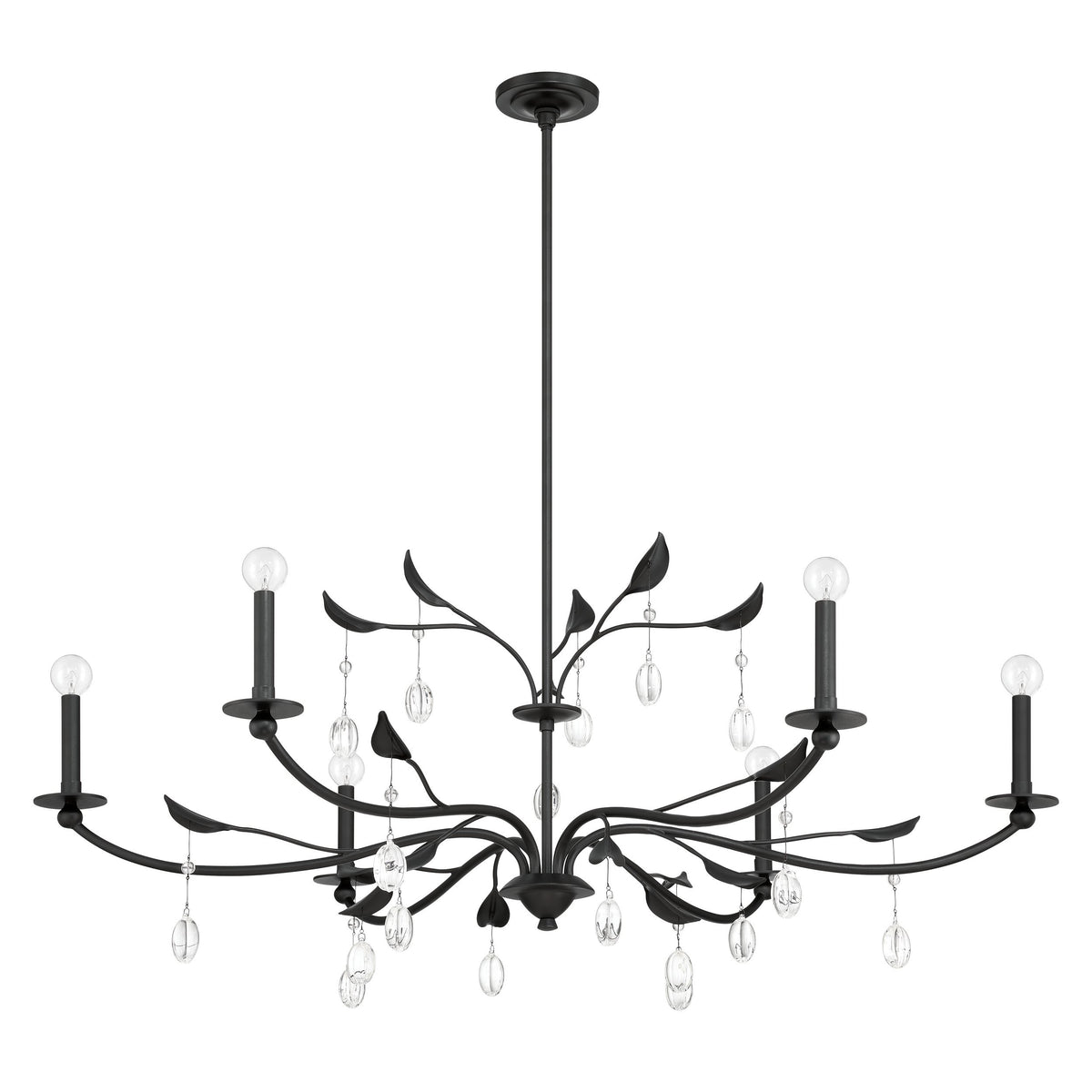Presley 48" Chandelier - Textured Black / Clear Glass