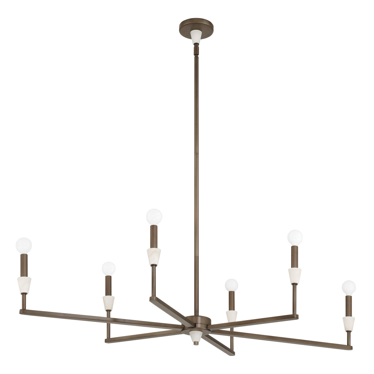 Montclair 46" Linear Chandelier - Forged Bronze / Alabaster