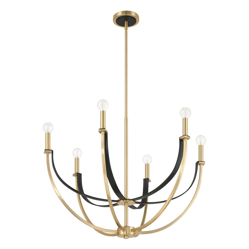 Sussex 29" Chandelier - Champagne Gold / Black Faux Leather