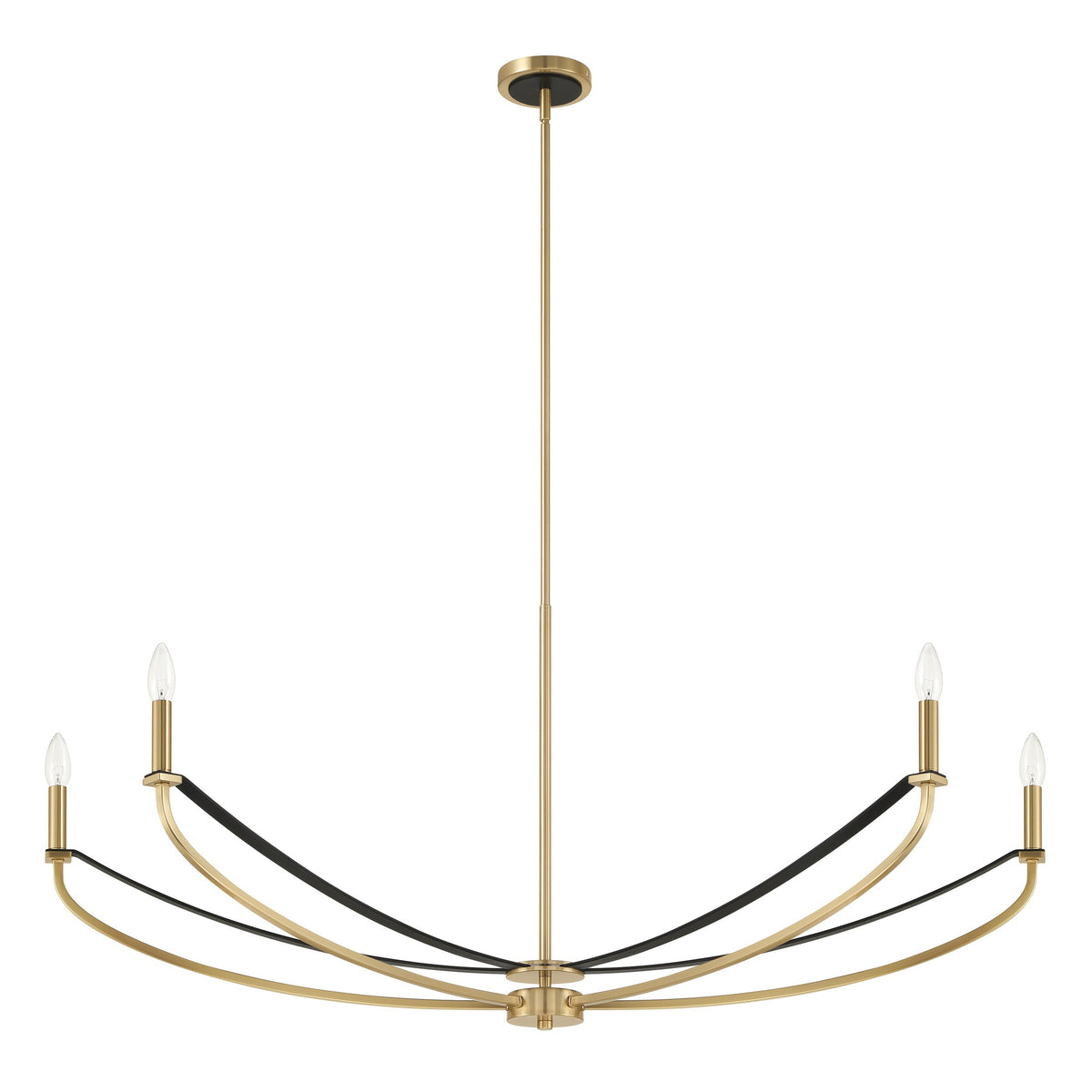 Sussex 47" Linear Chandelier - Champagne Gold / Black Faux Leather