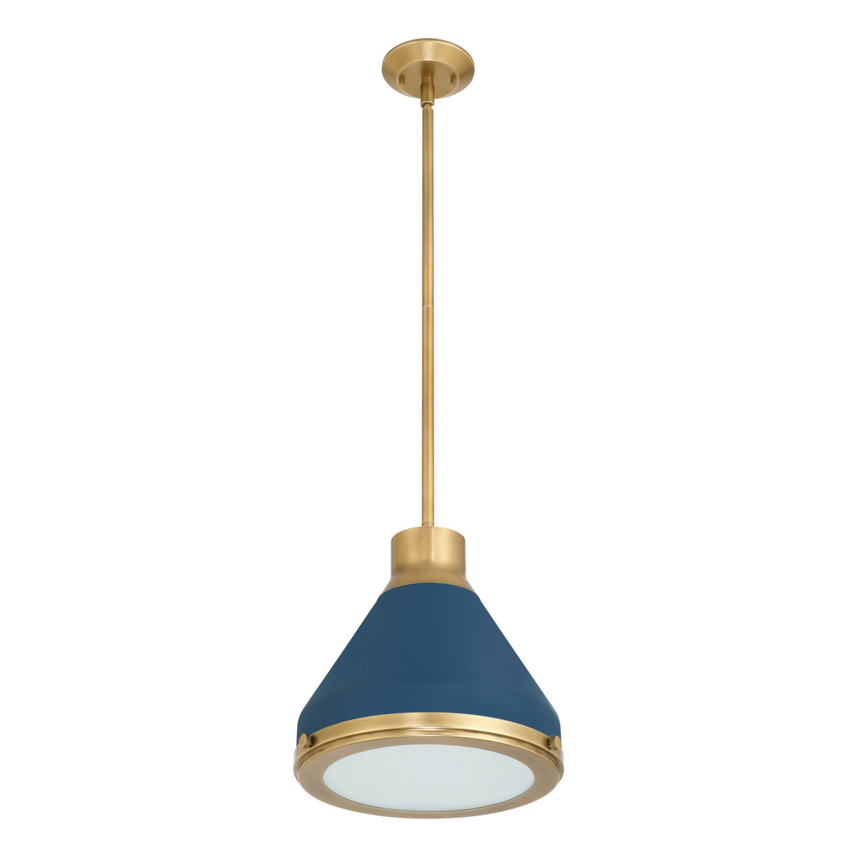 Doyle 13" Pendant Light - Natural Brass / Matte Blue