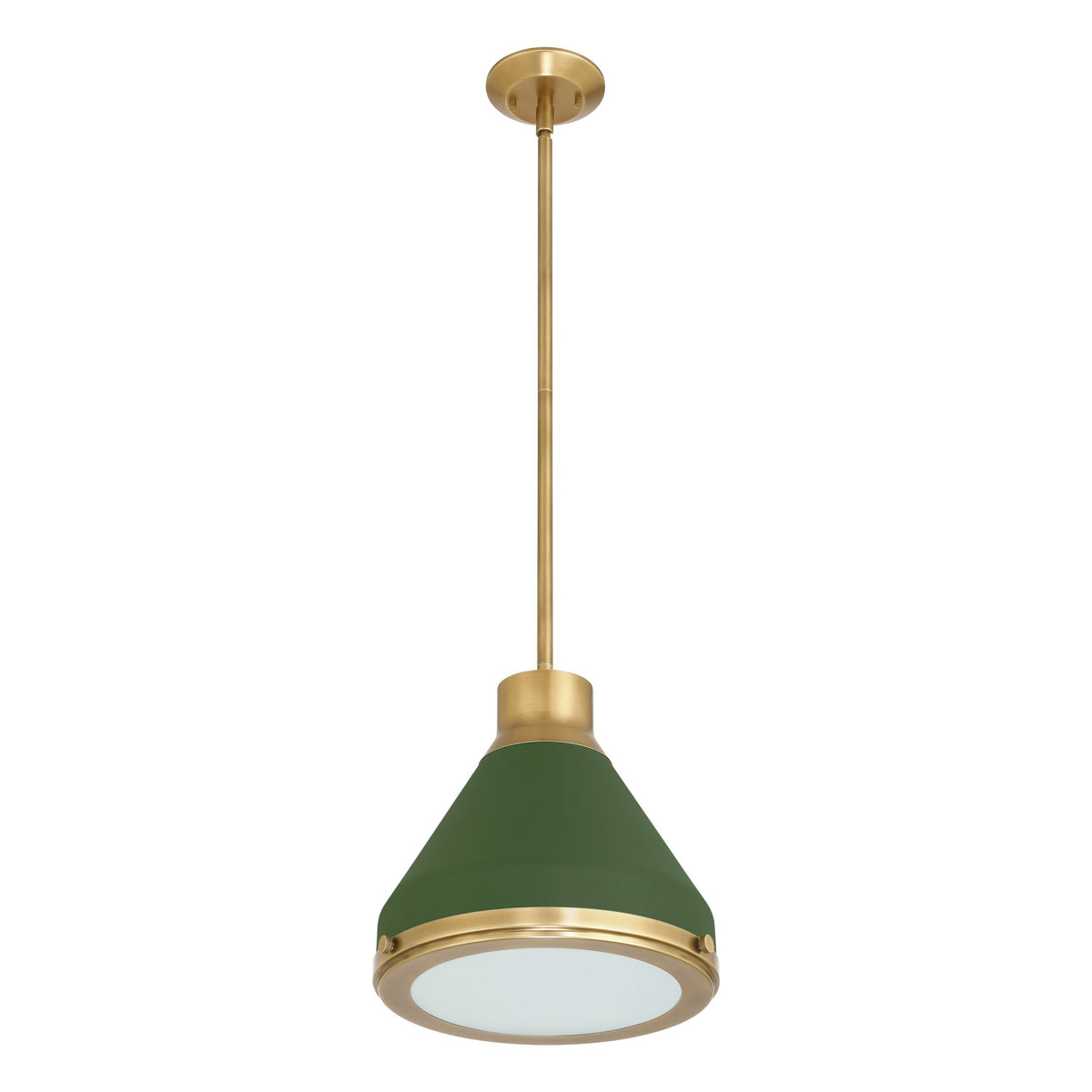 Doyle 13" Pendant Light - Natural Brass / Matte Green