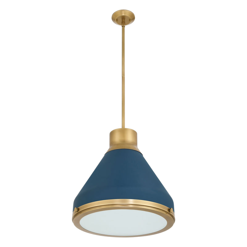 Doyle 18" Pendant Light - Natural Brass / Matte Blue