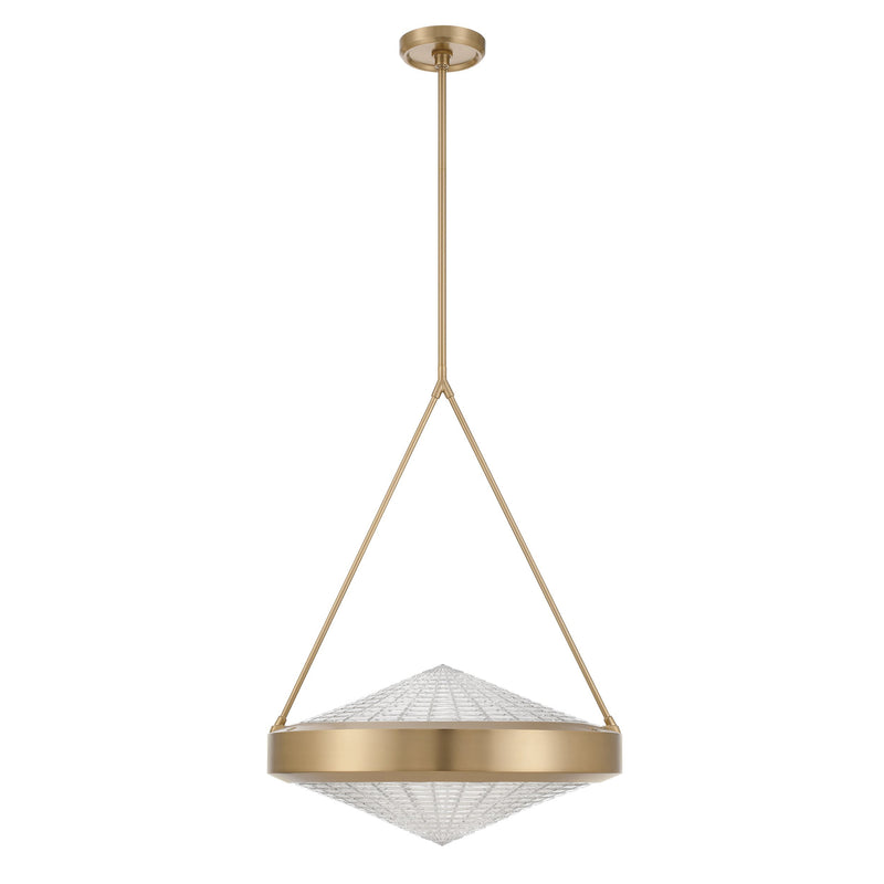 Agate 20" Pendant Light - Champagne Gold / Clear Holophane Glass