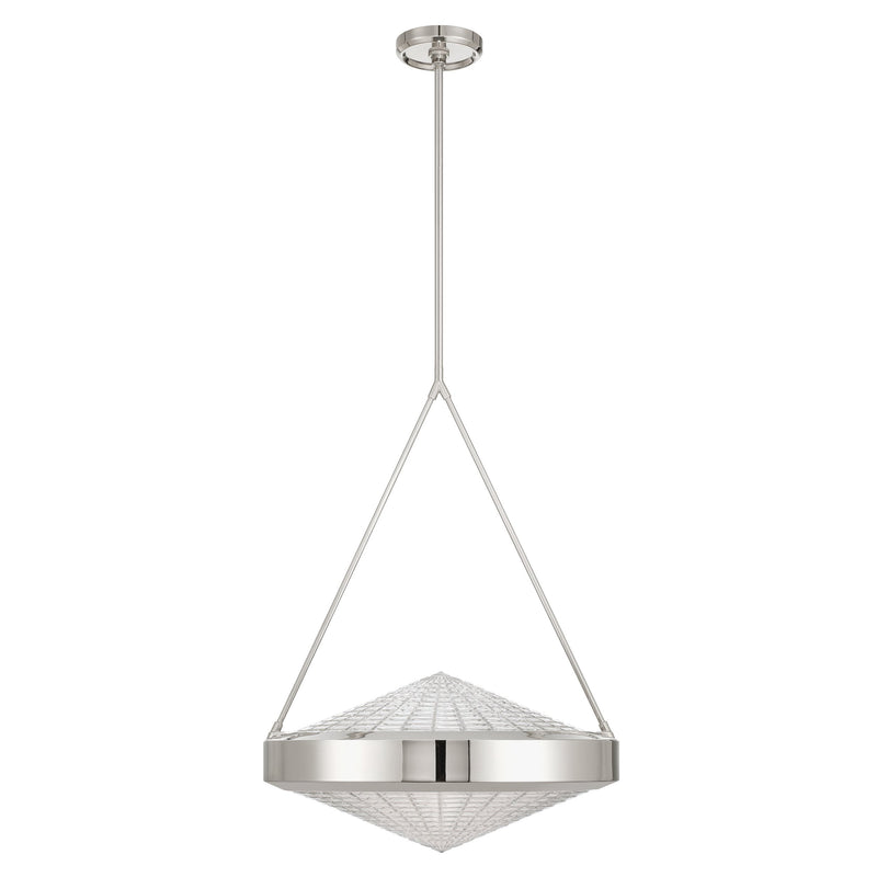Agate 20" Pendant Light - Polished Nickel / Clear Holophane Glass