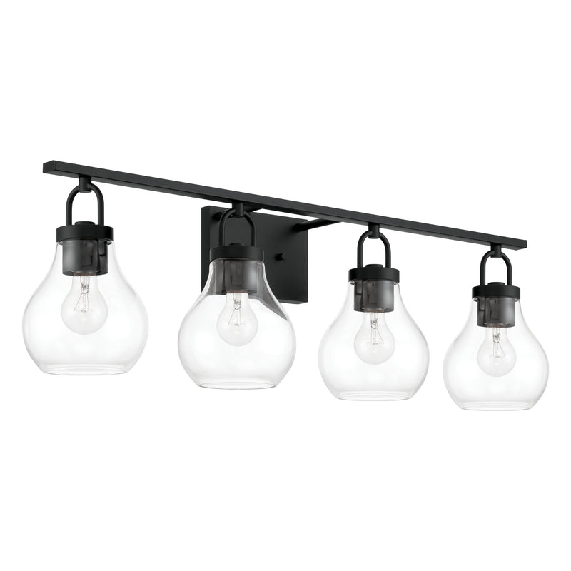 Mansfield 34" Vanity Light - Matte Black / Clear Glass