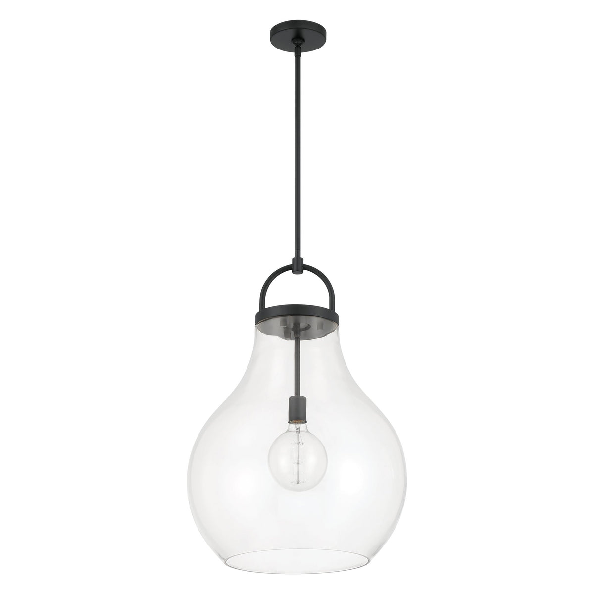 Mansfield 18" Pendant Light - Matte Black / Clear Glass
