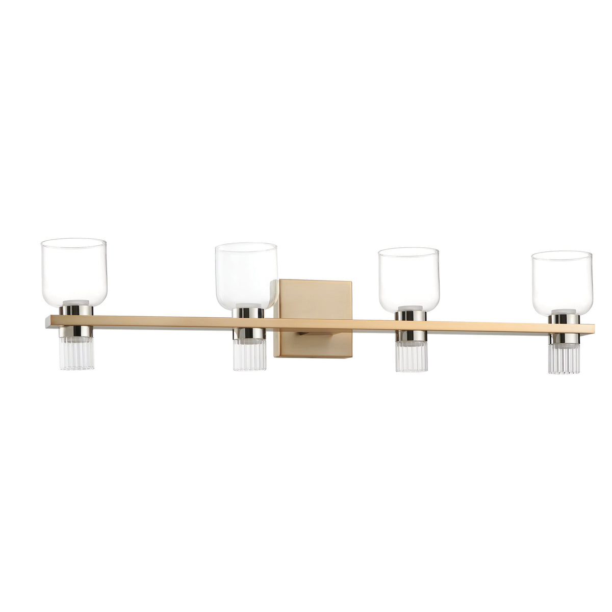 Amelia 34" 5CCT LED Vanity Light - Champagne Gold / Polished Nickel