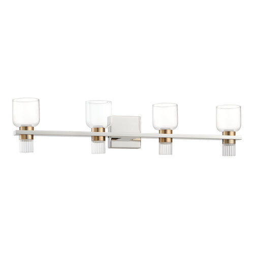 Amelia 34" 5CCT LED Vanity Light - Polished Nickel / Champagne Gold