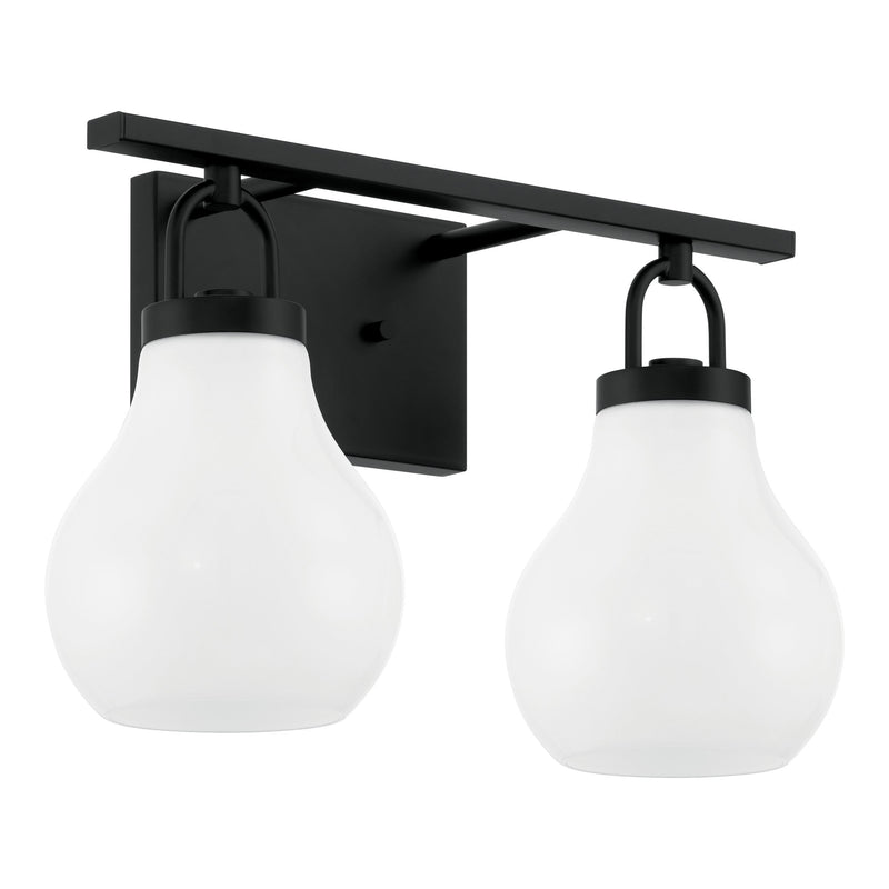 Mansfield 16" Vanity Light - Matte Black / Opal Glass