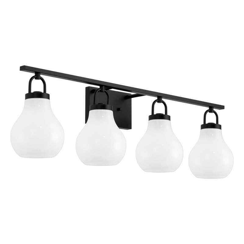 Mansfield 34" Vanity Light - Matte Black / Opal Glass