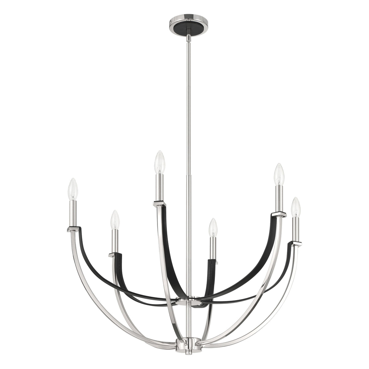 Sussex 29" Chandelier - Polished Nickel / Black Faux Leather