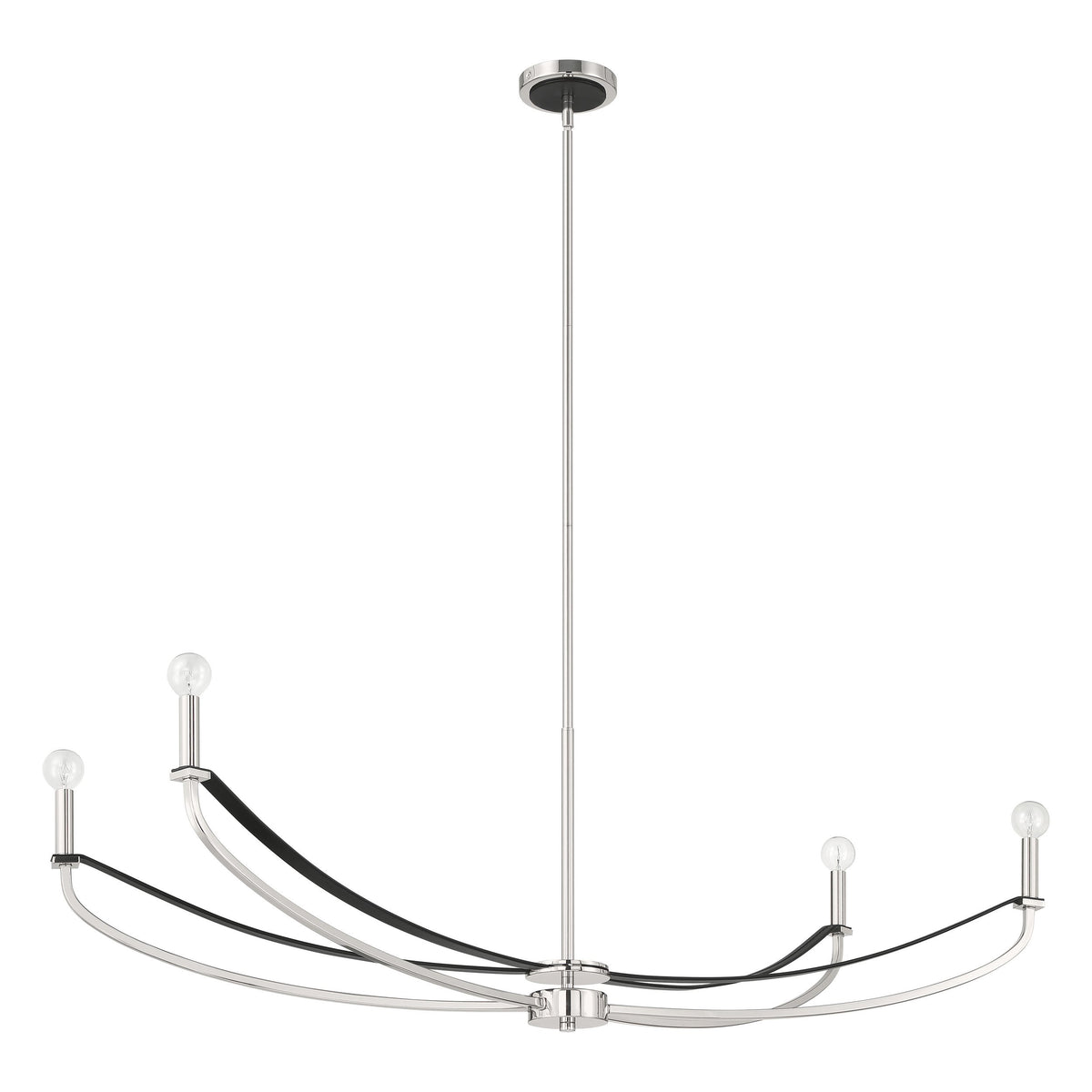 Sussex 47" Linear Chandelier - Polished Nickel / Black Faux Leather